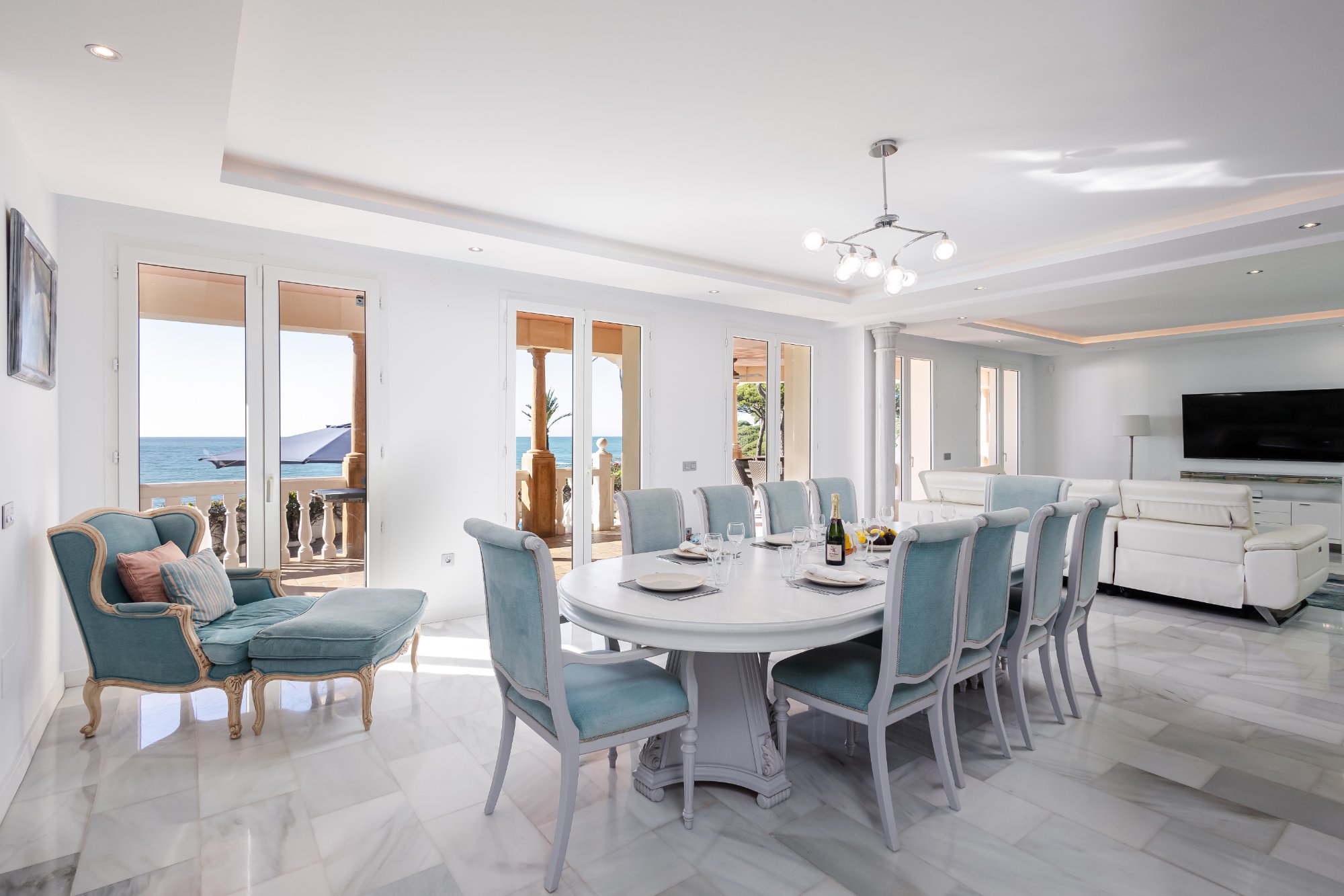 Villa Monterray dining room with sea views