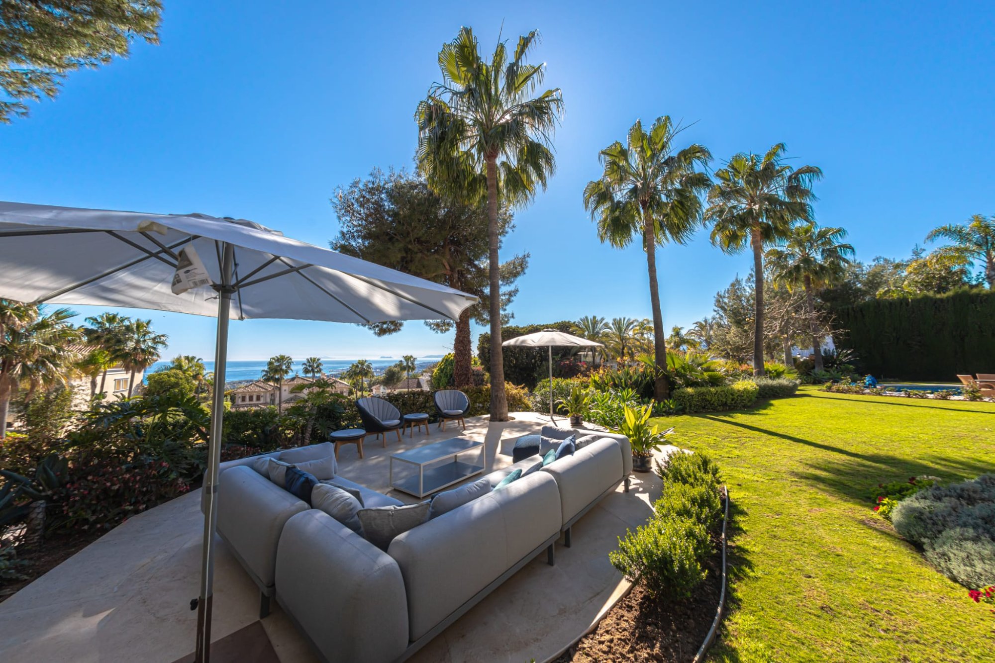 Villa Sierra garden terrace with sea views